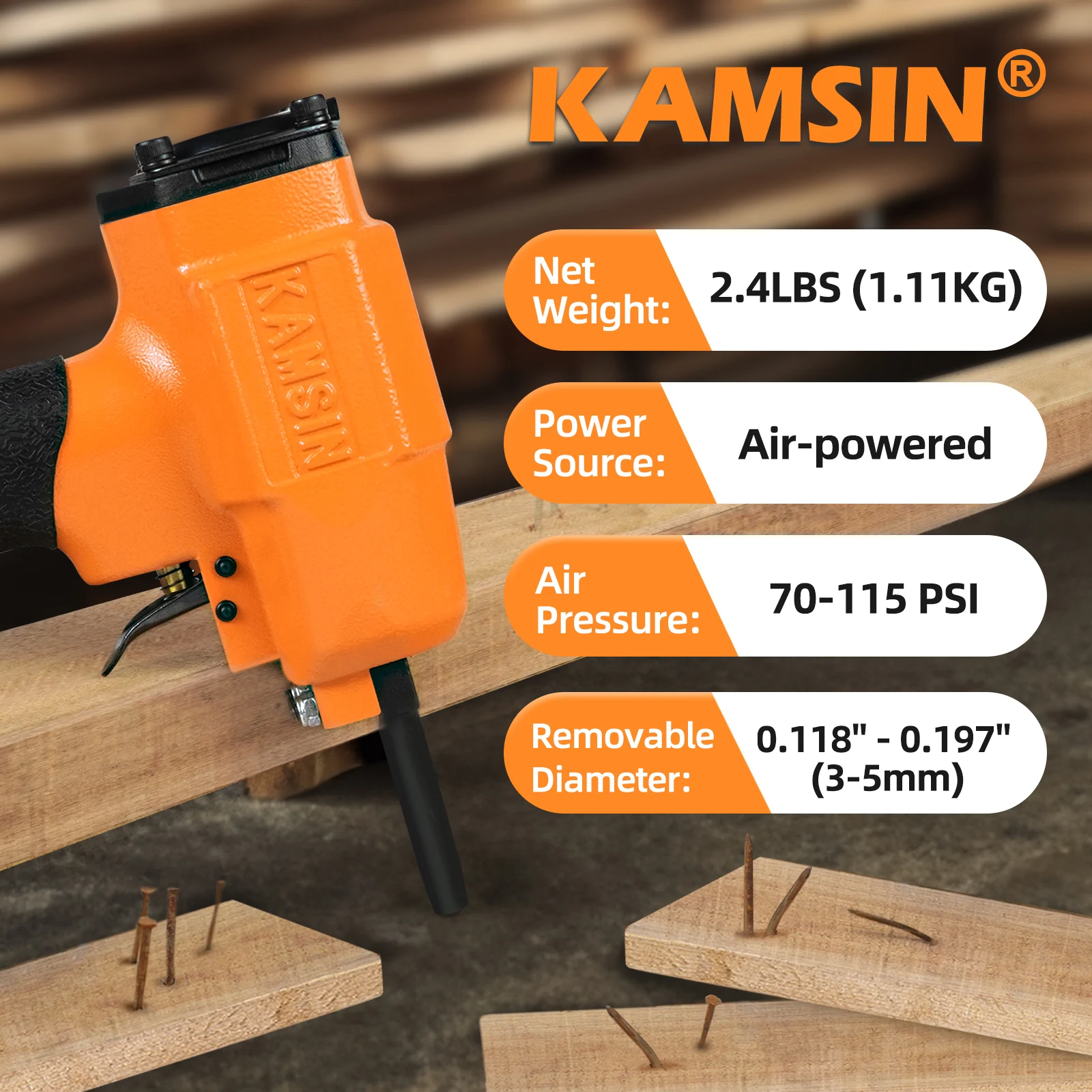 

KAMSIN KT38 3-5 mm Nail Removal Gun, Air Nail Gun, Stencil, Woodworking Nail Remover, Nail Machine, Wood Palette