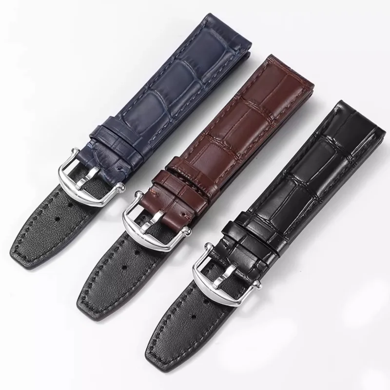 Retro Classic Genuine Leather Wristband 20mm 22mm For Iwc Pilot Portugal Aquatimer Series Replacement Watch Strap Metal Buckle