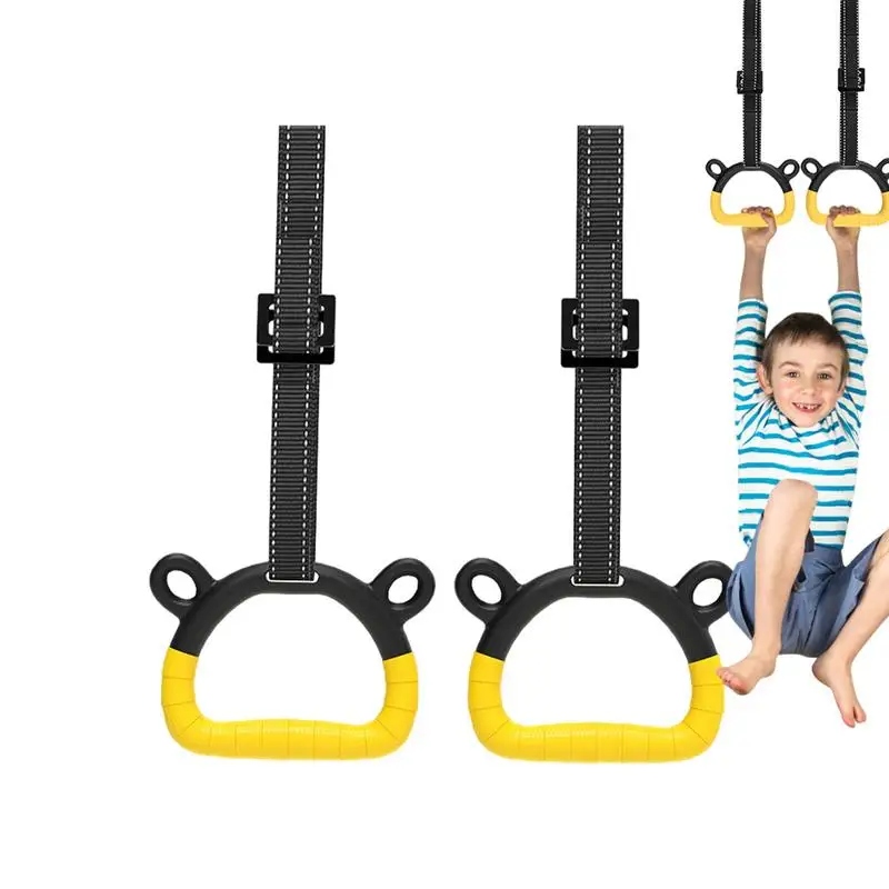 Gymnastics Rings Non-Slip Bear Load 4000KG Exercise Rings For Home Kids Gym Ring With Adjustable Straps Buckles Indoor Fitness