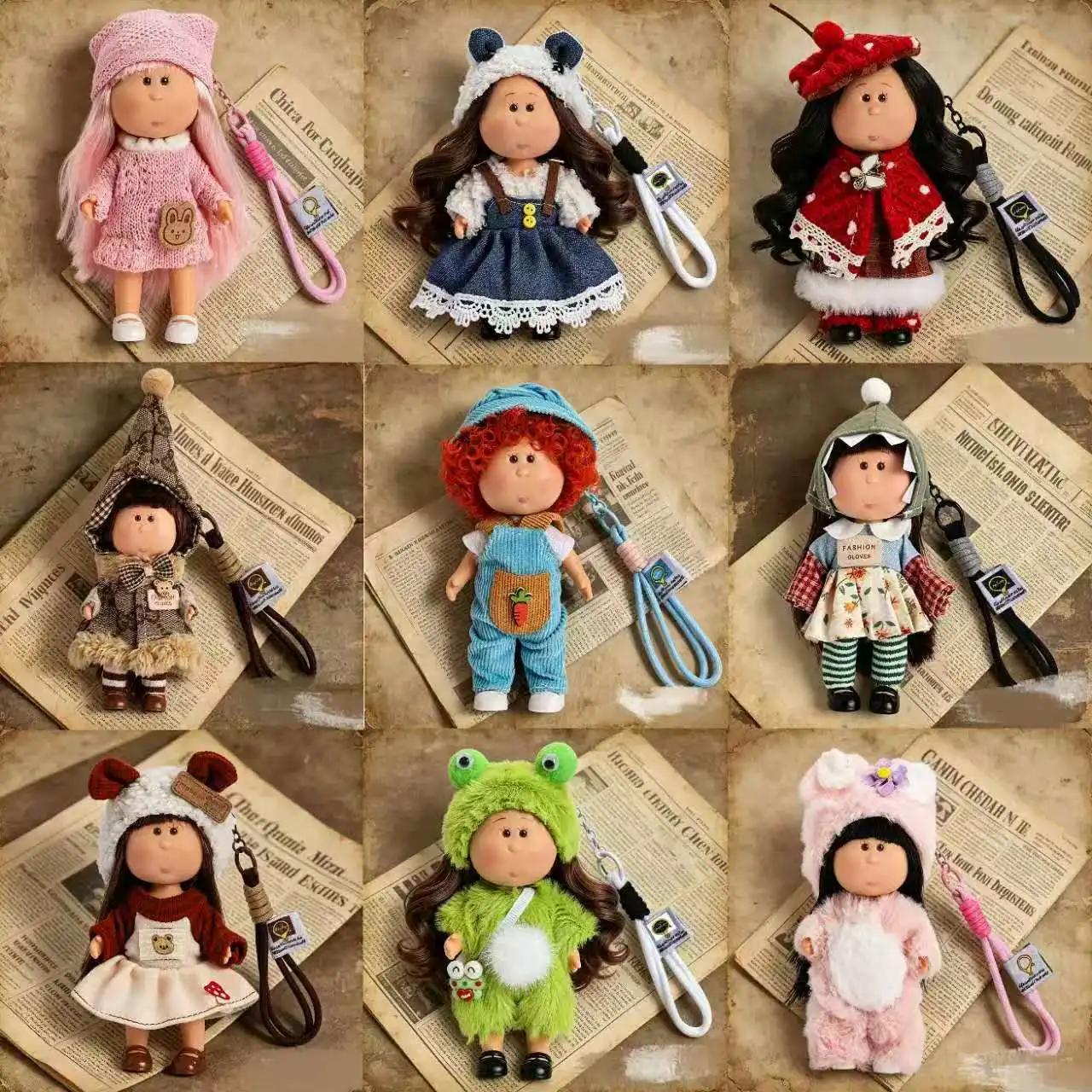 14cmスペイン風ポテト人形キュートなミアビニール人形可動関節ペンダント絶妙なdiy手作り人形バックパックペンダント