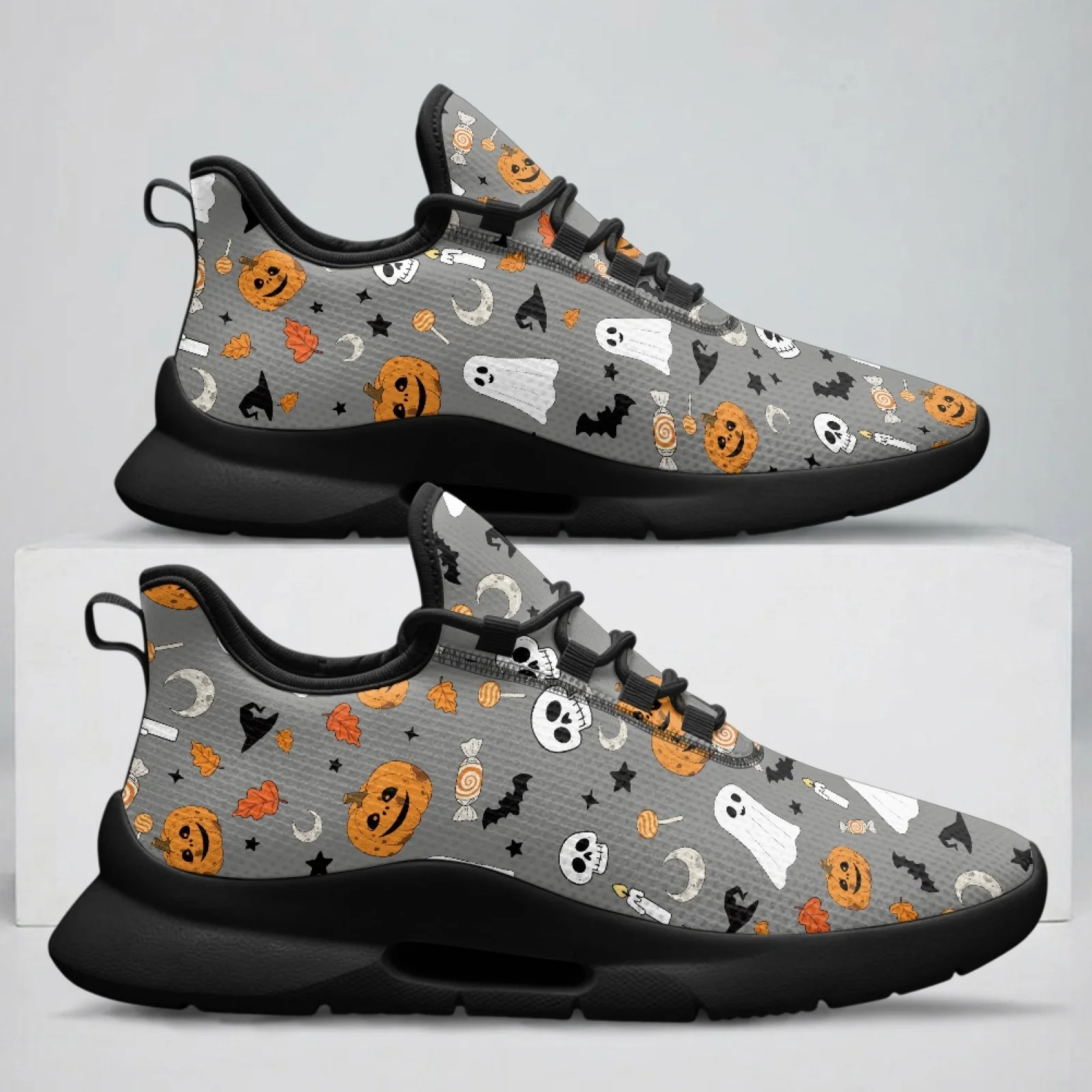 PENSTROLL Spooky Ghost Pattern Casual Walking Shoes for Men Casual Attire Work, Lightweight Men's Low-Top Lace-Up Skate Shoes