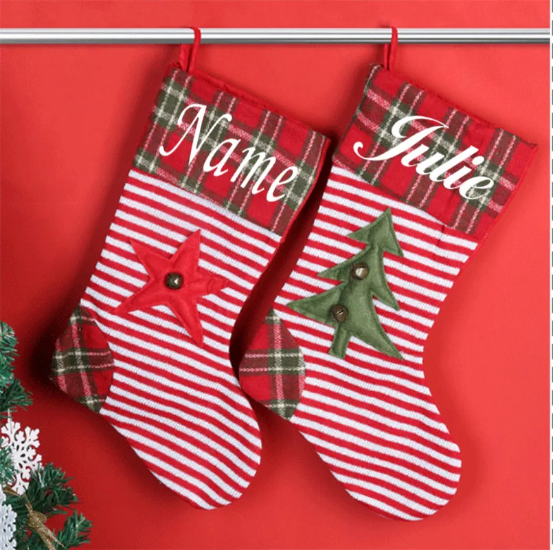 

Personalized Printing Christmas Socks Christmas Knitted Gifts Sock Pendants Christmas Gift Bags Christmas Decorations