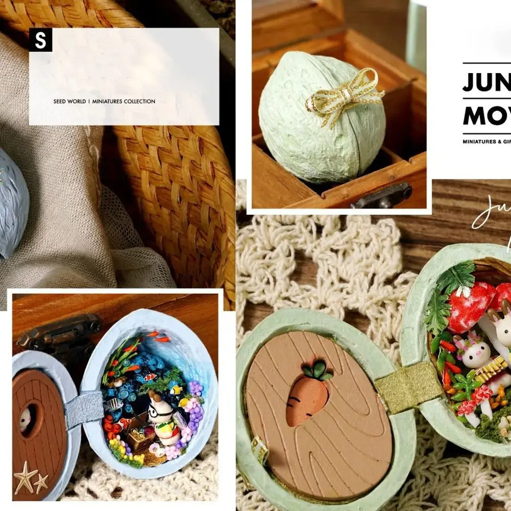 DIY Cabin Model Micro Walnut World Miniatuur Dollhouse Kit Nut Secret 3D Houten Miniaturas Dollhouse Handgemaakt