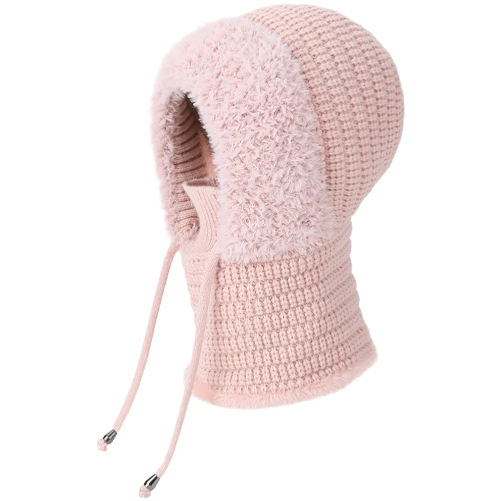 For balaclava for Women Knitted Pullover with Neck Warmer Integrated Thermal Headwear Fleece Lined Blend One Size