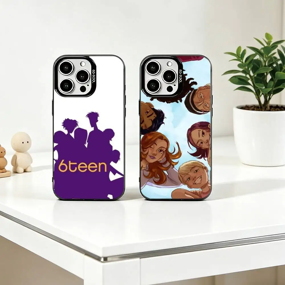 

C-Cute cartoon 6teen Phone Case For iPhone 17,16,15,14,13,12,11 Plus,Pro Max,XS,Colored Silver Plated Inside Cover