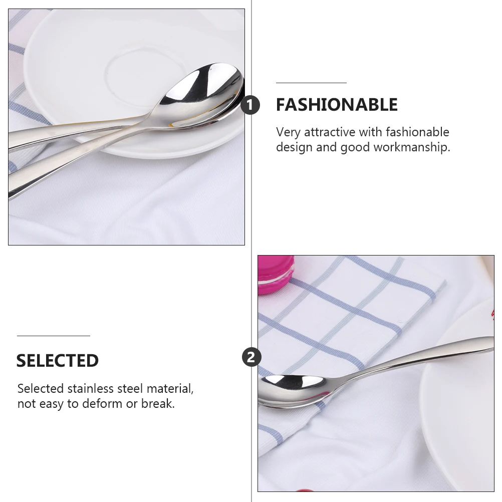 

6Pcs Coffee Spoons Stainless Steel Multipurpose Stirring Spoon for Restaurants Bars Milk Tea Shops Versatile Tableware
