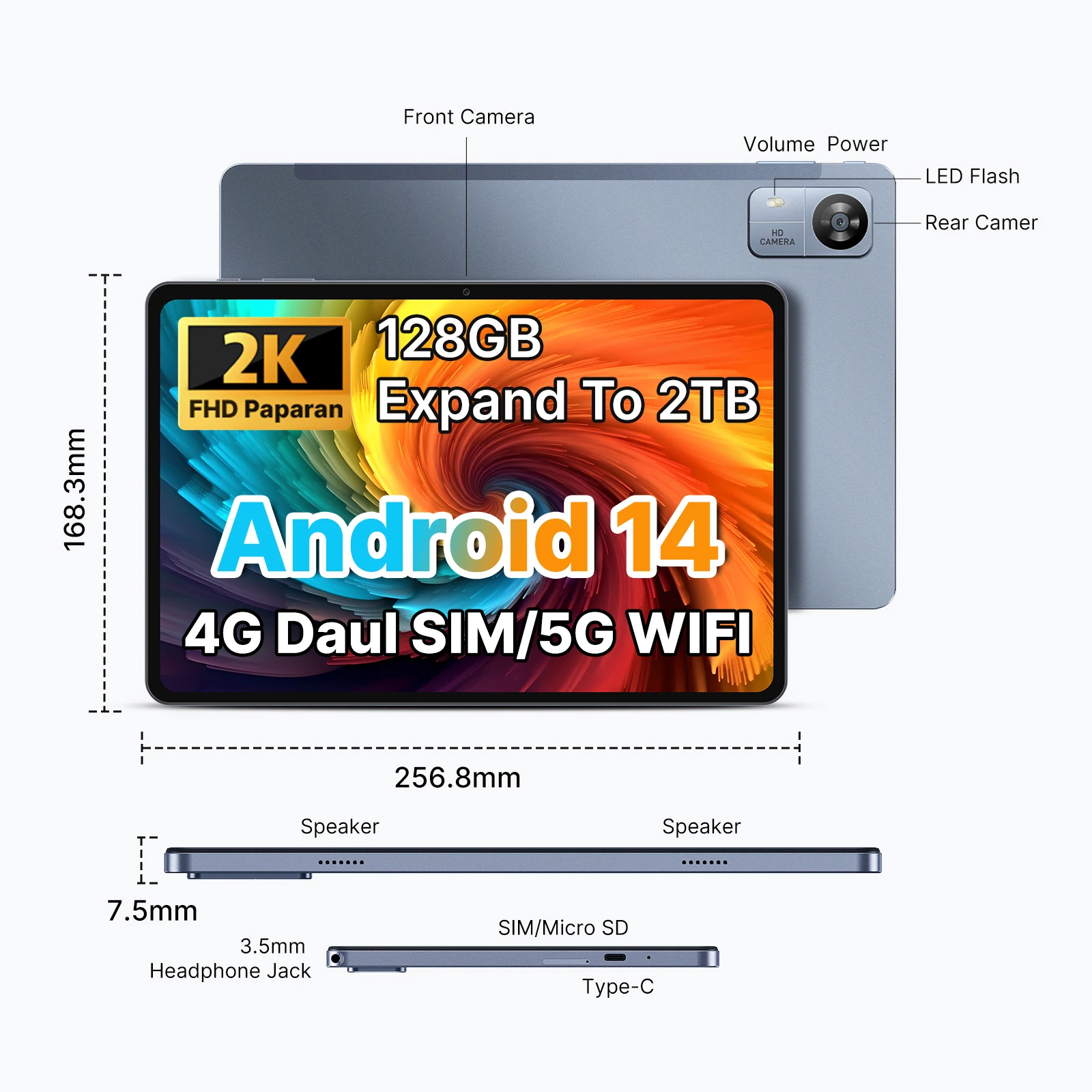 แท็บเล็ต SUXI A3 ระบบแอนดรอยด์ 14 ขนาด 10.1 นิ้ว |   แท็บเล็ต 4G LTE น้ำหนักเบา |   แรม 12GB + หน่วยความจำ 128GB |   ไวไฟคู่ |   หน้าจอ HD |   เหมาะสำหรับนักเรียน