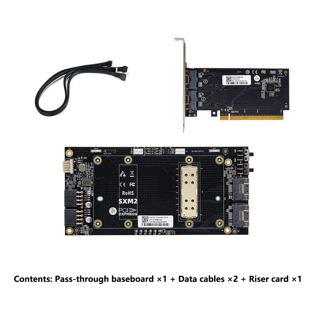 SlimSAS to SXM2 Single-Channel PCIe X16 Direct Pass-Through Backplane with 2x 8pin GPU Power Support External V100 Graphics Card