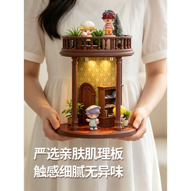 Retro yang corner figure blind box display rack, no punching corner rack on the wall, micro landscape corner ambient wall lamp