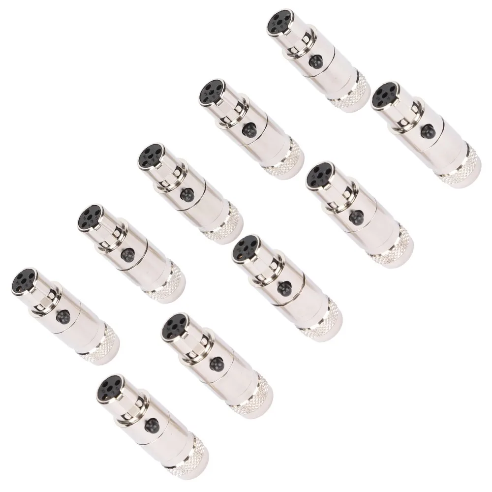 10PCS Metal 4 Pin Mini XLR Female Connectors Noise Reduction Protective Shielding 4 Cores XLR Female Plug