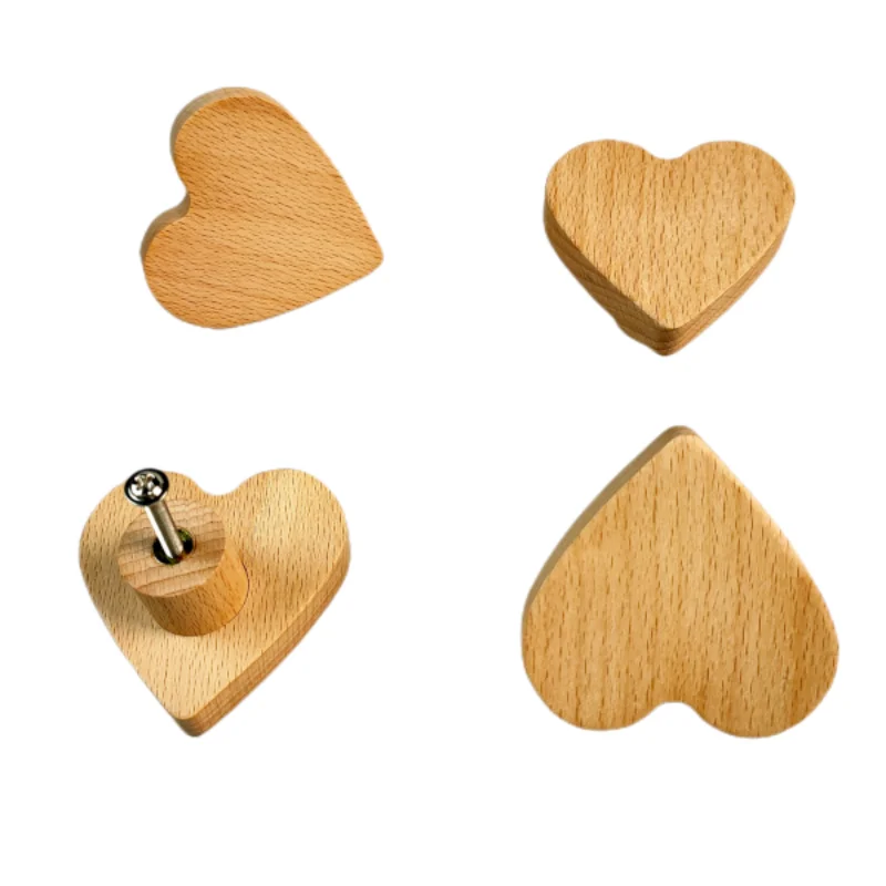 

Popular Wood Heart Shape Cabinet Handles Wardrobe Knob Door Pulls Children Room Safety Decoration Furniture Hardware