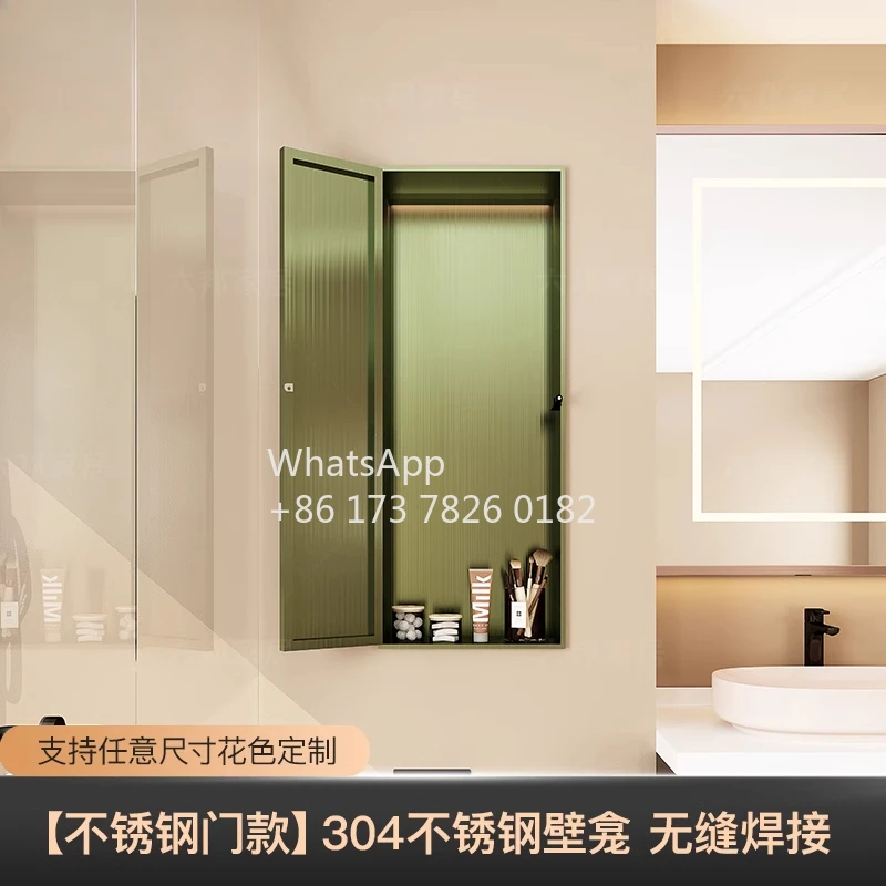 Stainless steel niche with door Custom built-in baffle bathroom Bathroom LivingShower room Internet celebrity Metal wall cabinet