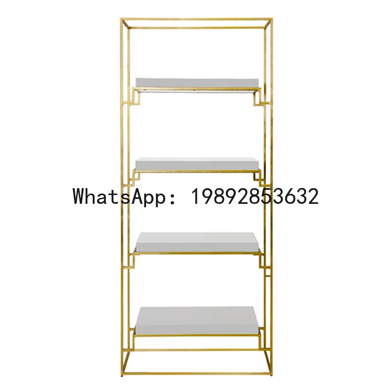 cz American Style Stainless Steel High Gloss Wooden Board 5-Layer Bookshelf/Custom Soft Decoration/Villa Decorative Shelf