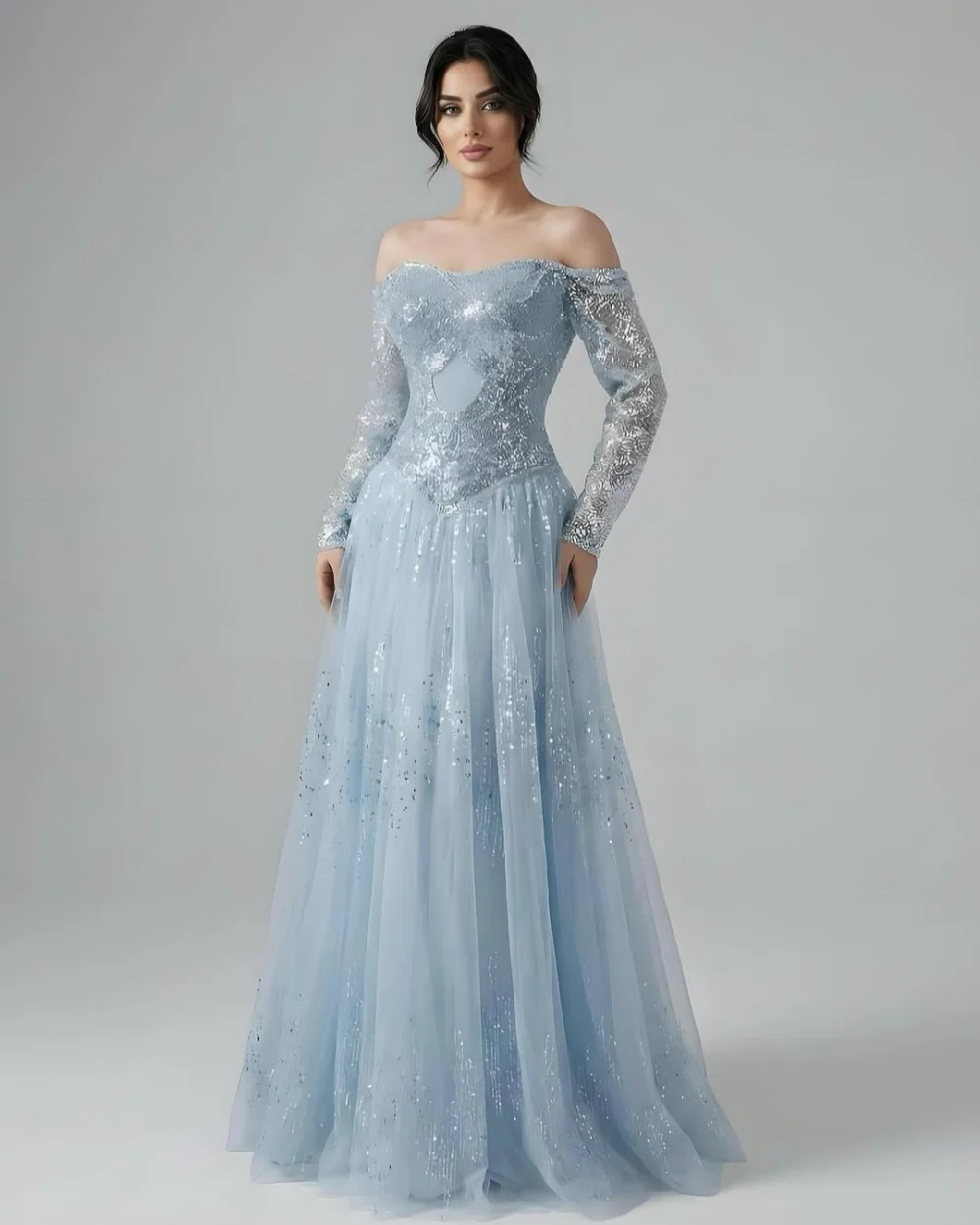 

Изысканные женские вечерние платья по индивидуальному заказу, с открытыми плечами, расшитые блестками и бисером, трапециевидные платья для выпускного вечера, высокое качество, платье в пол