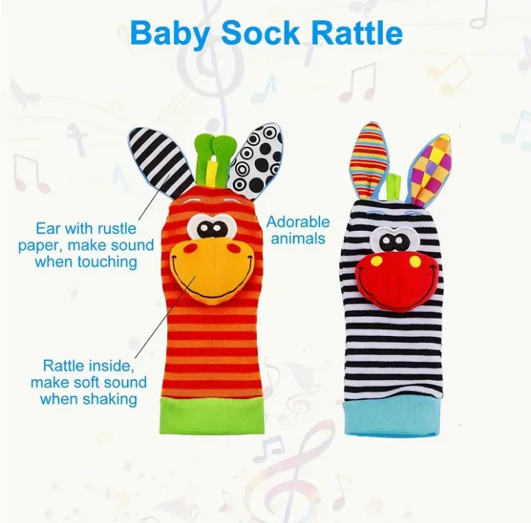 Baby Rattle 0-12 Months, Infant Rattle Socks Toys, Soft Newborn Sensory Toys,Infant Wrist Rattles for Babies Baby Gift