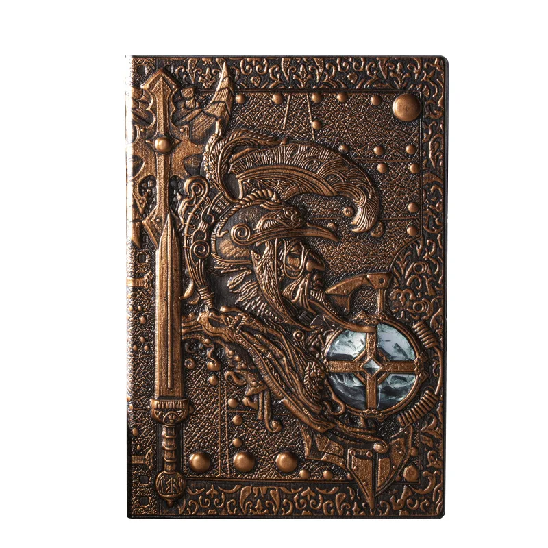 Don Quixote Paladin European Vintage 3d Notebook Business Handbook PU Notepad Embossed Surface Witchcraft Home Halloween Decor