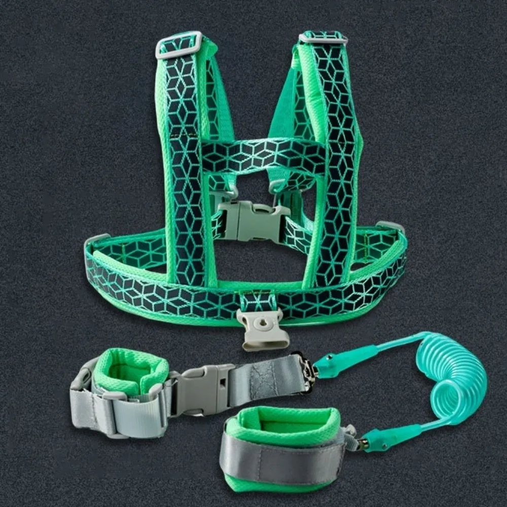 Reflective Child Anti Lost Wrist Link 2m Harness&Bracelet Baby Walking Safety Strap 2in1 with Spring Rope Loss Prevention Belt