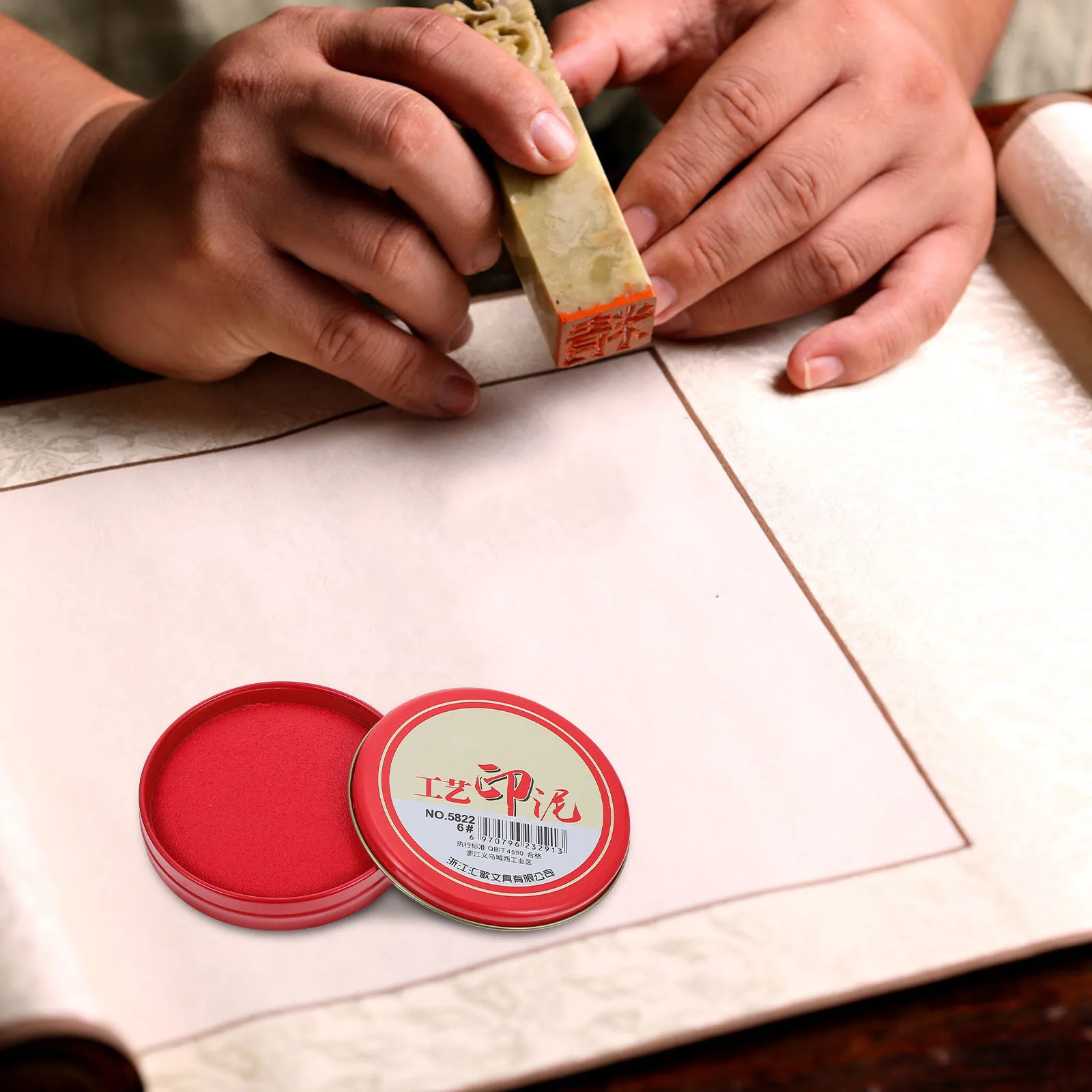 5Pcs Durable Round Shaped Red Ink Pads Iron Boxed Perfect for Office Contracts Fingerprints DIY Projects Ink Pads