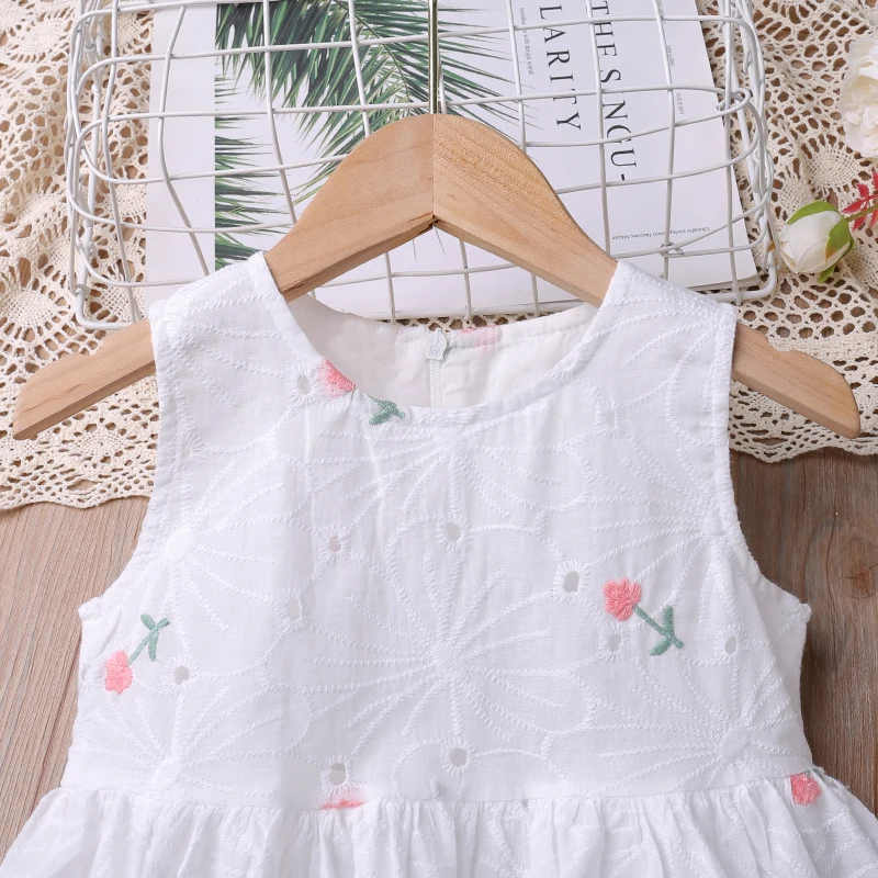 New Summer Clothing For Girls White Dress Embroidered Sun Dress Kid Clothes Girl Children Dress