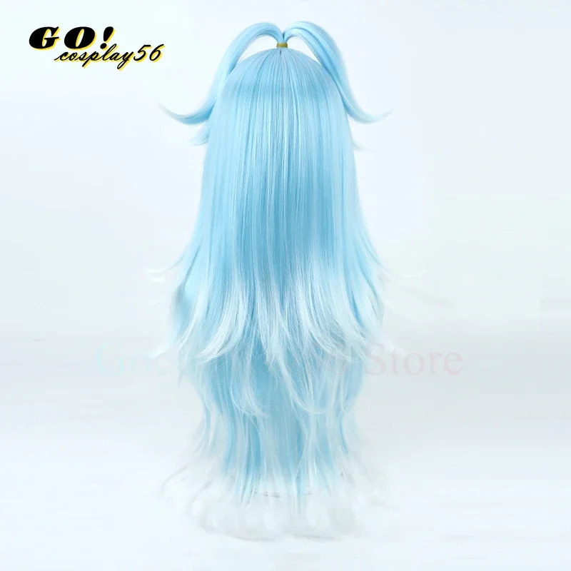 Hololive ID cosplay Kobo kanaeru wig vtuber kobokan light blue white 80cm long braided hair YouTubers girls synthetic headwear