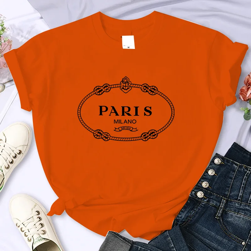 Luxury Brand Paris For Women\'s High-Quality Summer Printing T-shirt 100% Cotton Casual Oversized Y2k Personality Sleeve O-neck