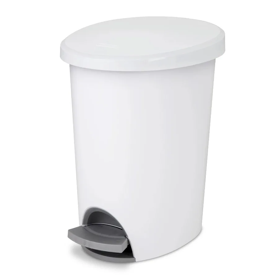 

(2 pack) Small Bathroom Trash Can, 2.6 Gallon Plastic Garbage Bucket Bin with Step Lid, White