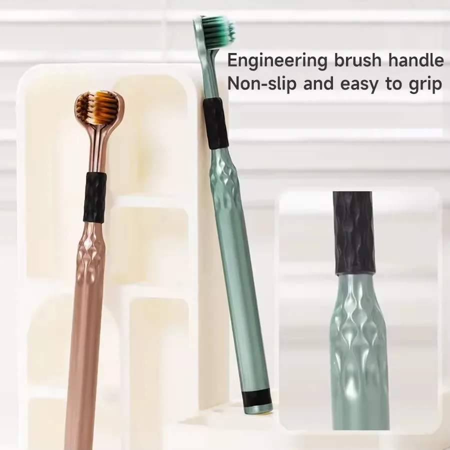 3-Sided Toothbrush for Comprehensive Cleaning | Ideal Angle Design | Raised Tongue Coating Brush | 2-Pack | Soft Bristles for Ge