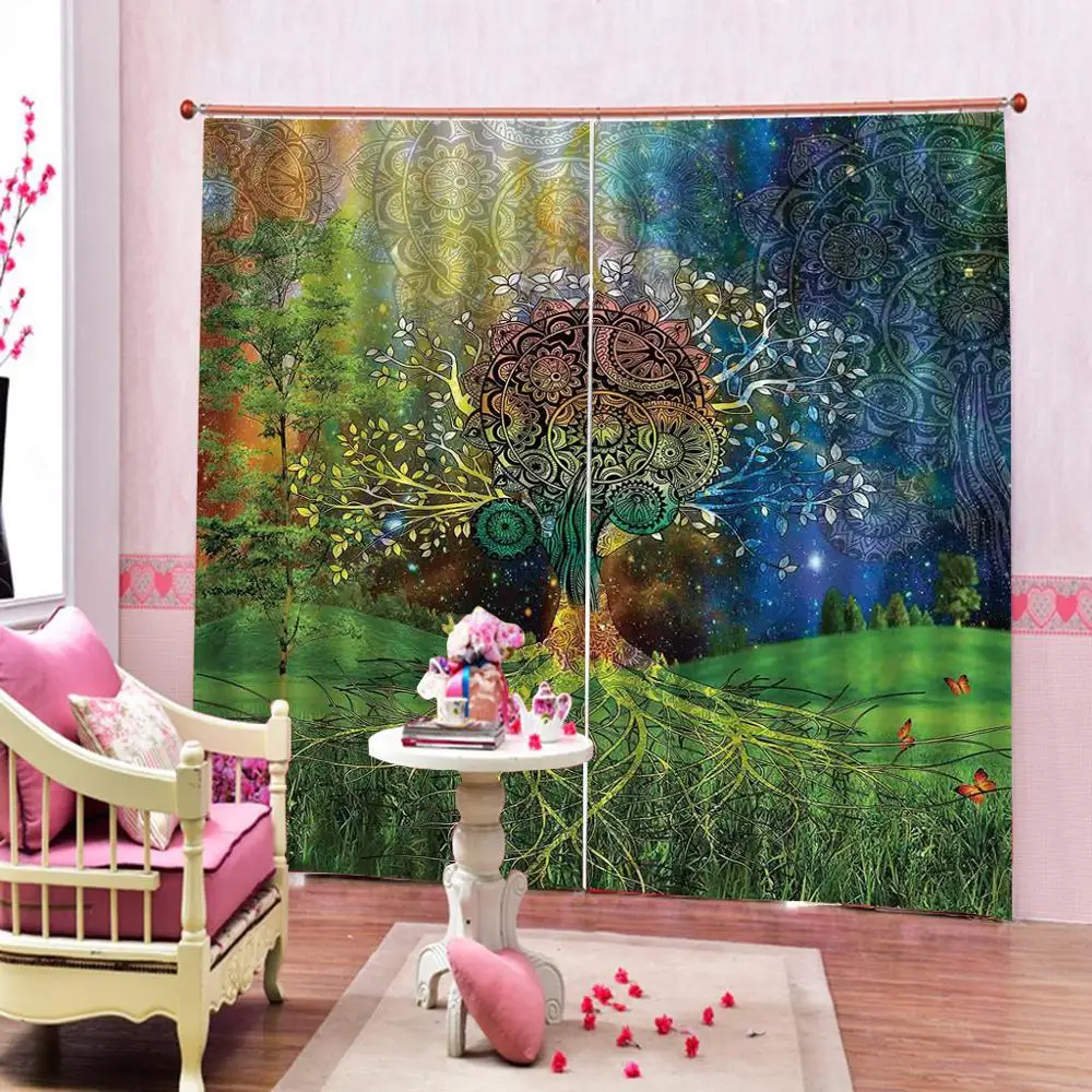 Luxury Blackout 3D Window Curtains For Living Room Bedroom tree curtains Blackout curtain