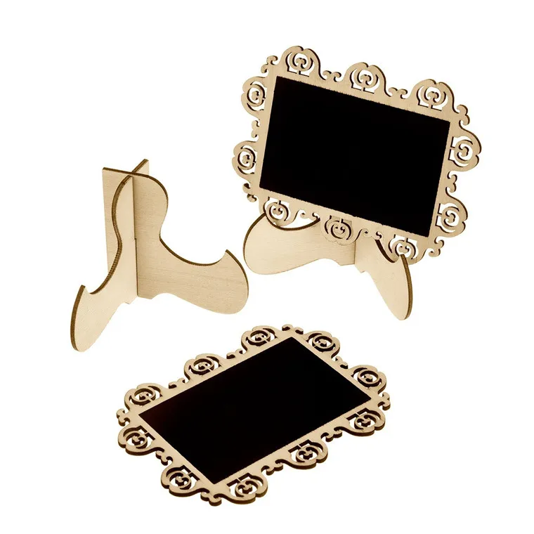 

10pcs/lot High quality Multi Hollow Openwork Square Decorative Blackboard Message Table Number Chalkboard