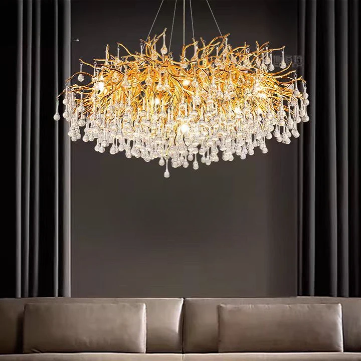 

Modern Crystal LED Chandeliers Nodric Gold Sliver Luxury Ceiling Lamp for Living Room Kitchen Hotel Hall Indoor Decor Fixture