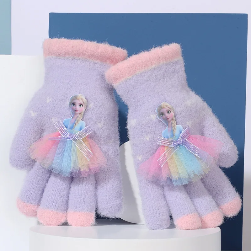 2023 New Disney Frozen 2 Gloves For Girl Boy Autumn Winter Glove Elsa Non Slip Breathable Mitten Christmas Gift