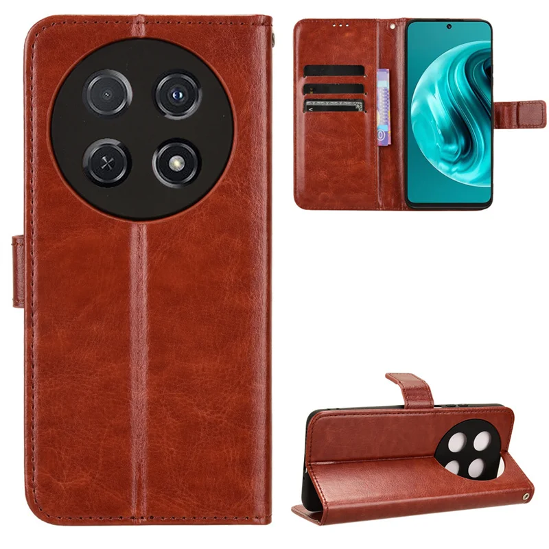 For Huawei Nova 12i 4G Anti-fall Leather Phone Case Non-slip With Lanyard Stand Holder For Huawei Nova 12i Business Wallet Clip