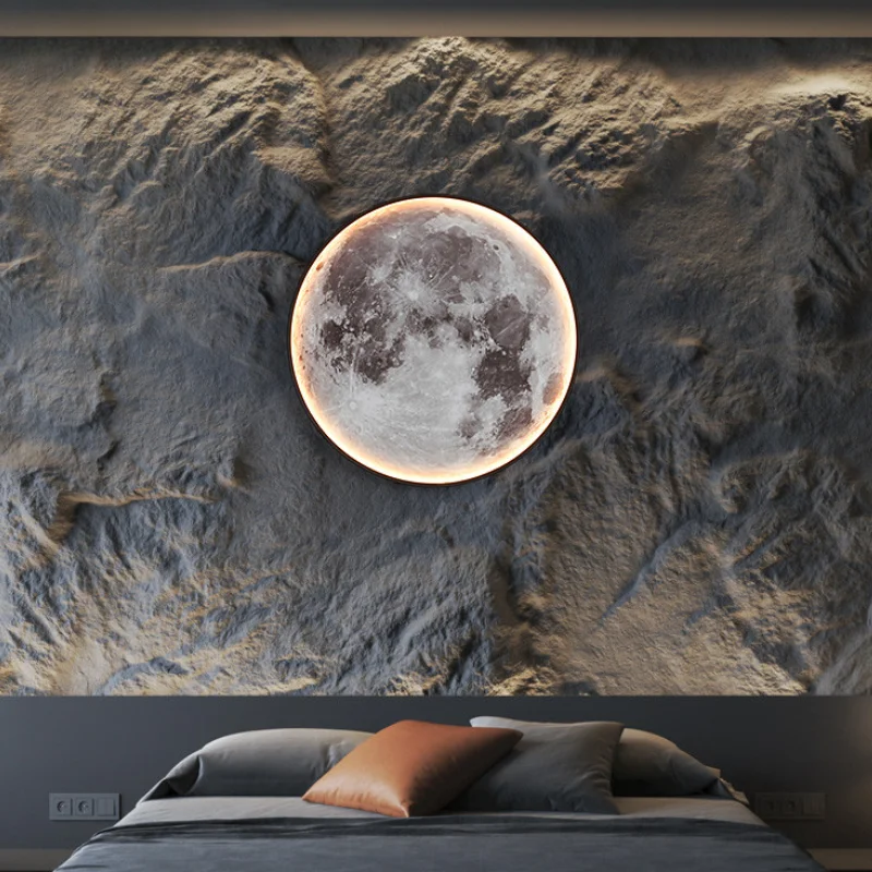 Modern moon led wall lamp creative mural living room background wall decoration lamp minimalist art bedside wall light  dimmable