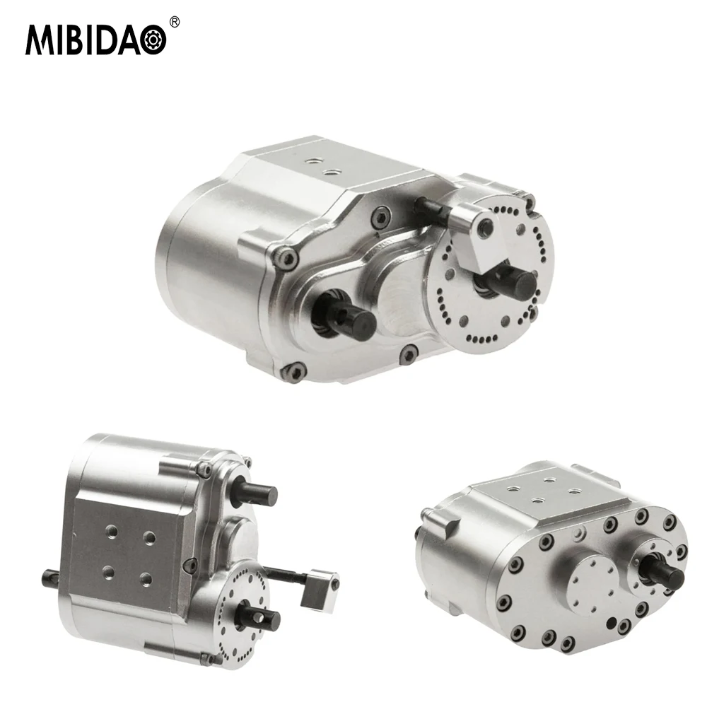 MIBIDAO 1Pcs 2 Speed Transfer Case Complete Gearbox Transmission Gearbox For 1/10 Axial SCX10 D90 RC Crawler Car Upgrade Parts