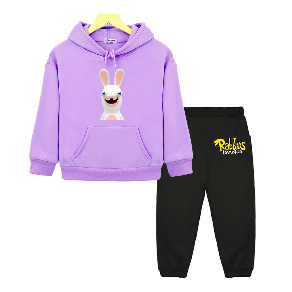 

Rabbids Invasion Graphic Printing Kids Hoodies Sets Long Sleeve Cartoon Children Hooded Sweatshirts Kawaii Boys Girls Pullovers