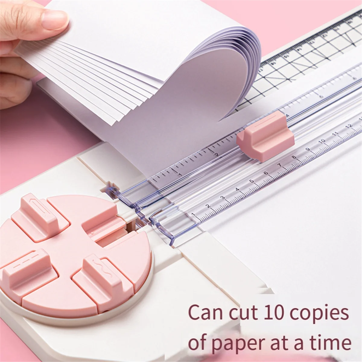 Paper Trimmer Craft Paper Cutter,4-In-1 Paper Trimmer 12in Craft Paper Cutter for Multi-Function Scrapbooking Tool Pink