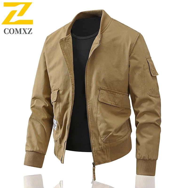 

Men Jacket 2025 New 100% Cotton Comfortable Breathable Stand Up Collar Flight Jacket Outdoor Casual High Quality Workwear Jacket
