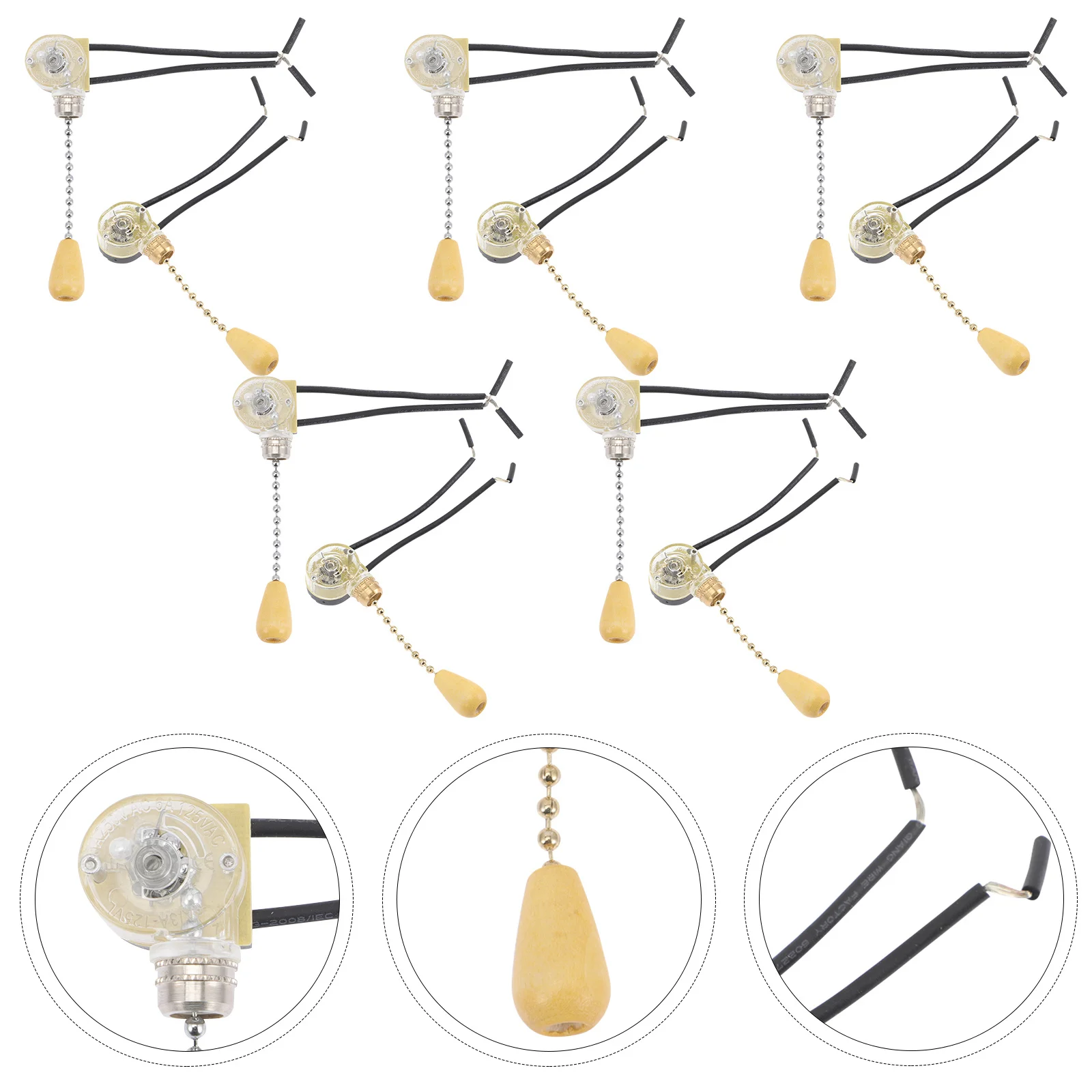 

10pcs Walls Panel Light Lamp Pull Switch Ceiling Fan Replacement Pull Chain Switch For Home Decor Lighting Hardware