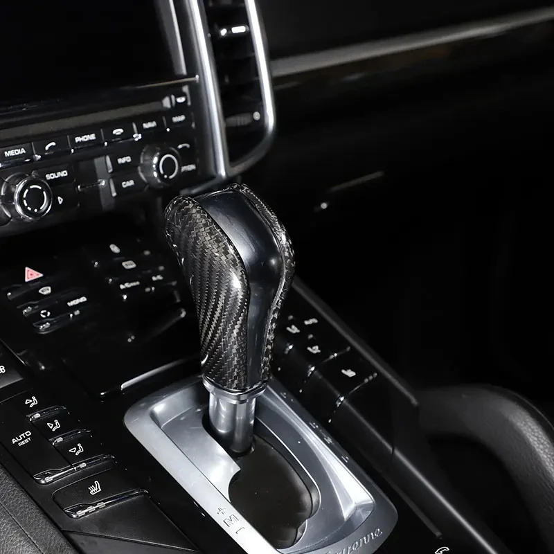 Hot Koop Auto Styling Zwart Koolstofvezel Versnellingspook Hoofd Cover Sticker voor Porsche Cayenne 2011-2017