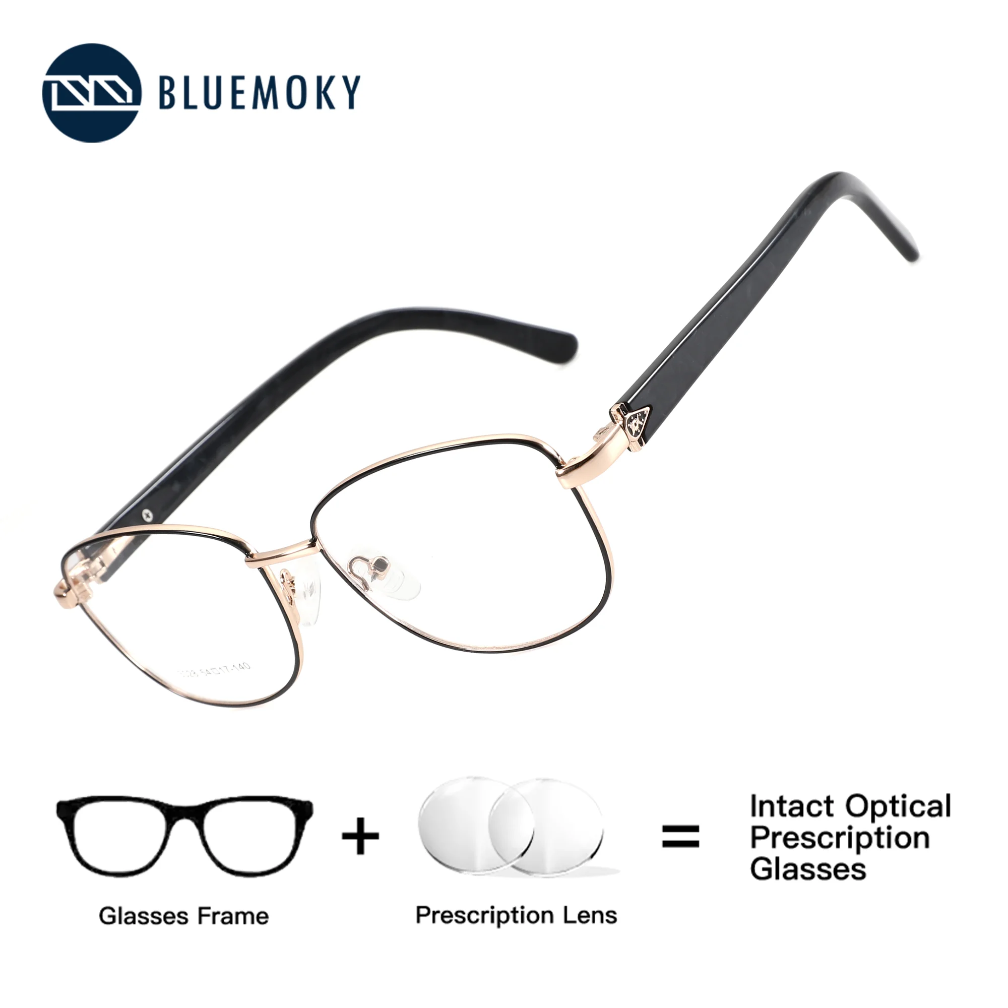 BLUEMOKY M Size Butterfly Prescription Optical Glasses with Recipe Metal Photochromic Anti Blue Light Presbyopic Glasses Woman