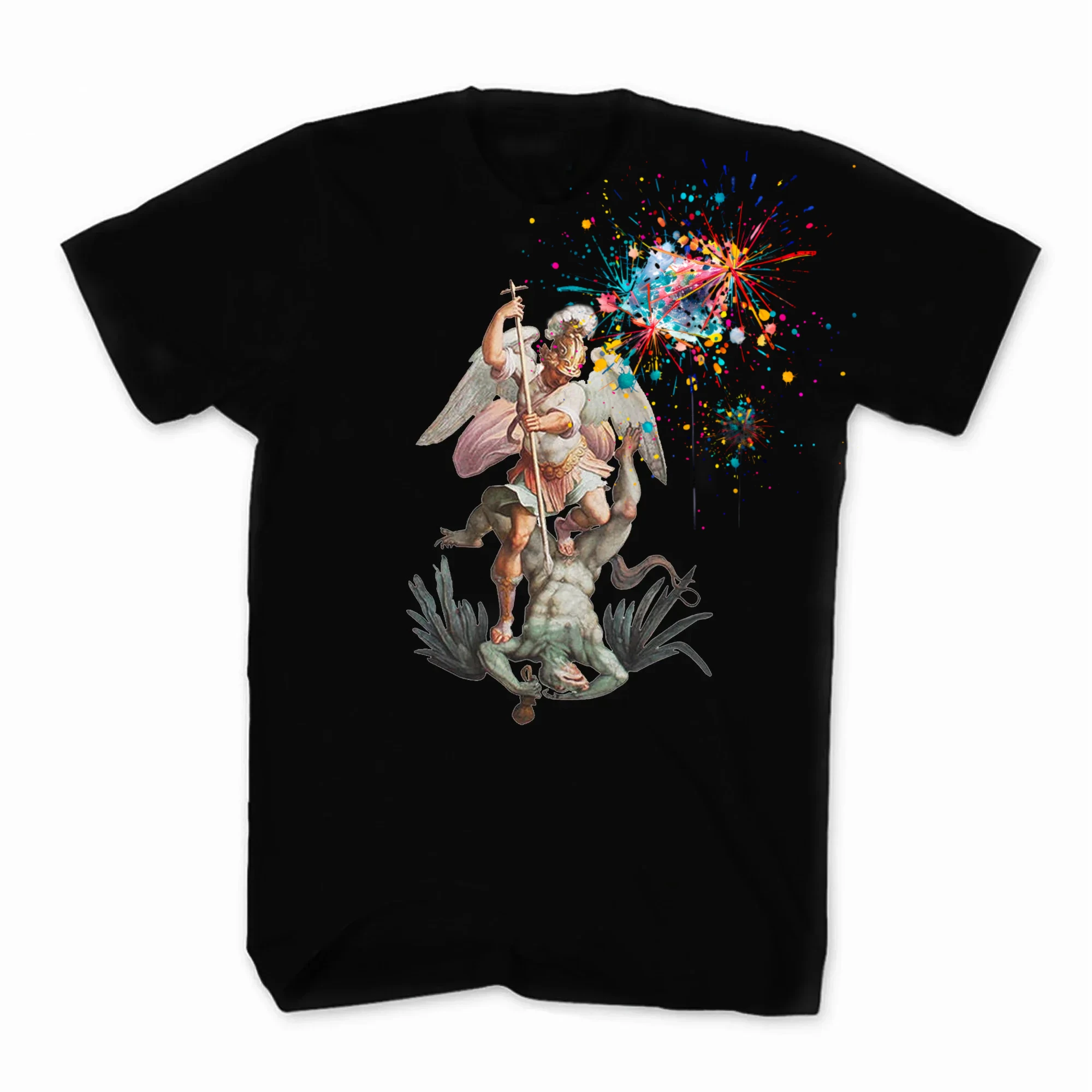 Catholic Christian Saint Michael The Archangel Destroy Devil T-Shirt. Summer Cotton Short Sleeve O-Neck Mens T Shirt New S-3XL