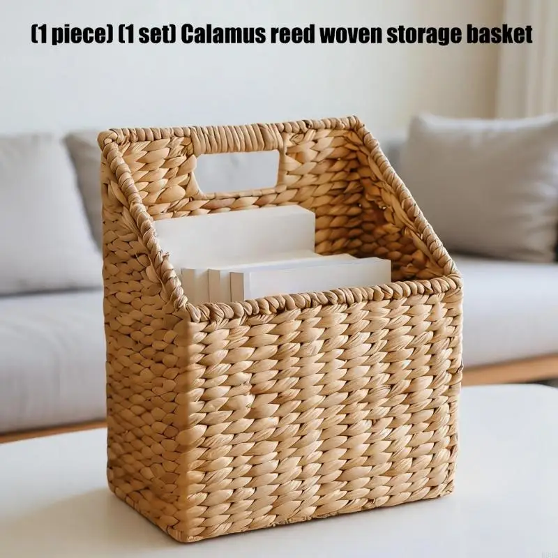 Basket with Natural Fiber Texture, Open Front Design and Cutout Handle for Wall, Shelf or Counter Use B03E