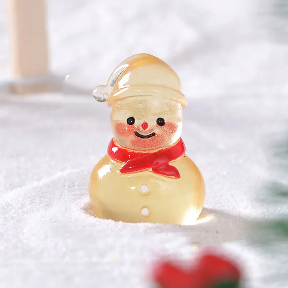 

Cartoon Christmas Snowman Figurine Cute Resin Crafts Mini Snowman Ornament DIY Glow in Dark Luminous Snowman Statue