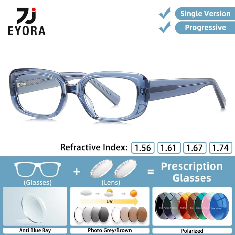 

EYORA Personalized Square Full Rim Reading Glasses Myopia Eyewear Hyperopia Anti Blue Light Progressive Photochromic Eyewear