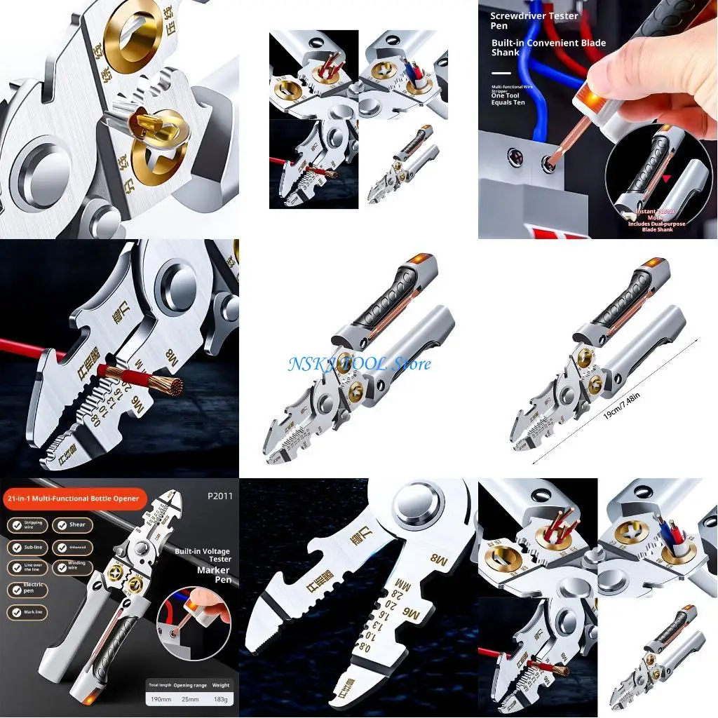 

L8RC Multifunctional Wire Stripper Crimper Cable Cutter Pliers Professional Tool