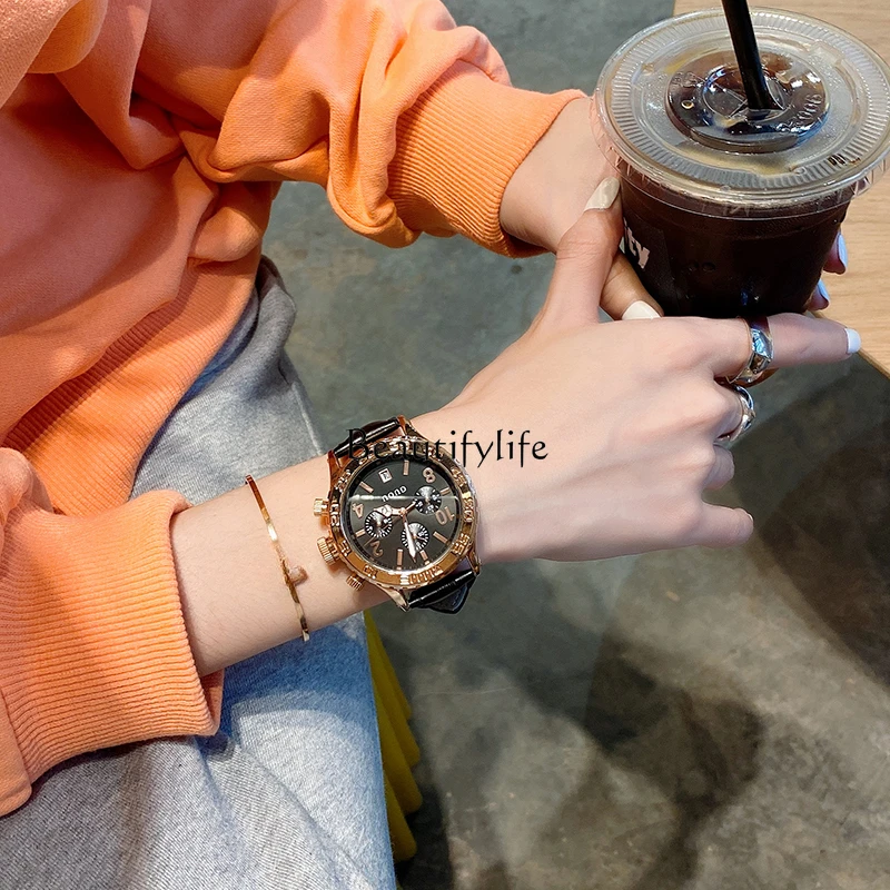 

High sense domineering big dial watch feminine simple temperament waterproof cool handsome cold wind fashion