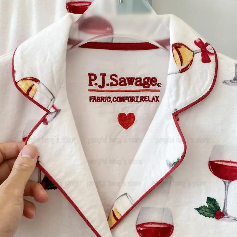 2025 ฤดูใบไม้ร่วงใหม่เสื้อผ้าLadyชุดนอนผ้าฝ้ายน่ารักการ์ตูนพิมพ์ชุดนอนหรูหราเสื้อกางเกงแฟนของขวัญLoungewear