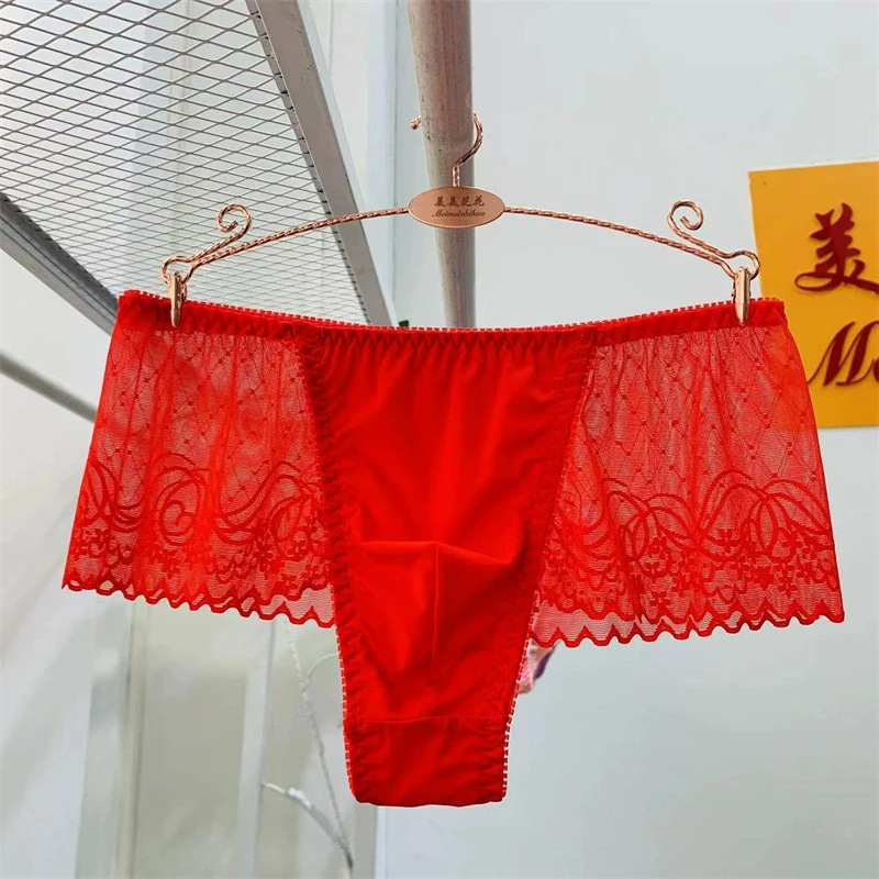اليابانية الجديدة الرجال الأحمر مثير الدانتيل ثونغ سيسي لينة مريحة T-الظهر ملخصات المثيرة سلسلة الملابس الداخلية الرجال الملابس الداخلية