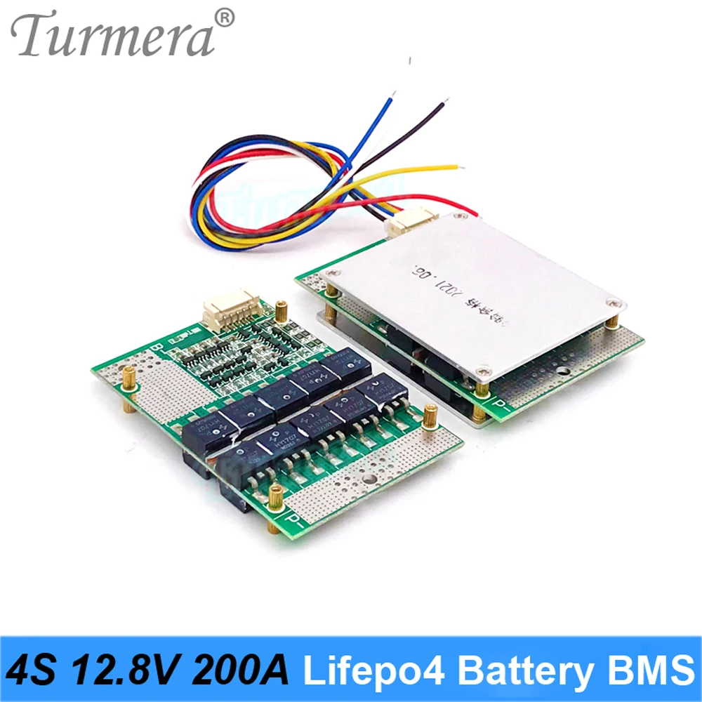 Turmera 12.8V 4S 200A BMS Protection Board with 1.2A 3A 6A Active Balancer for 3.2V 100Ah 200Ah 280Ah 320Ah Lifepo4 Battery Use