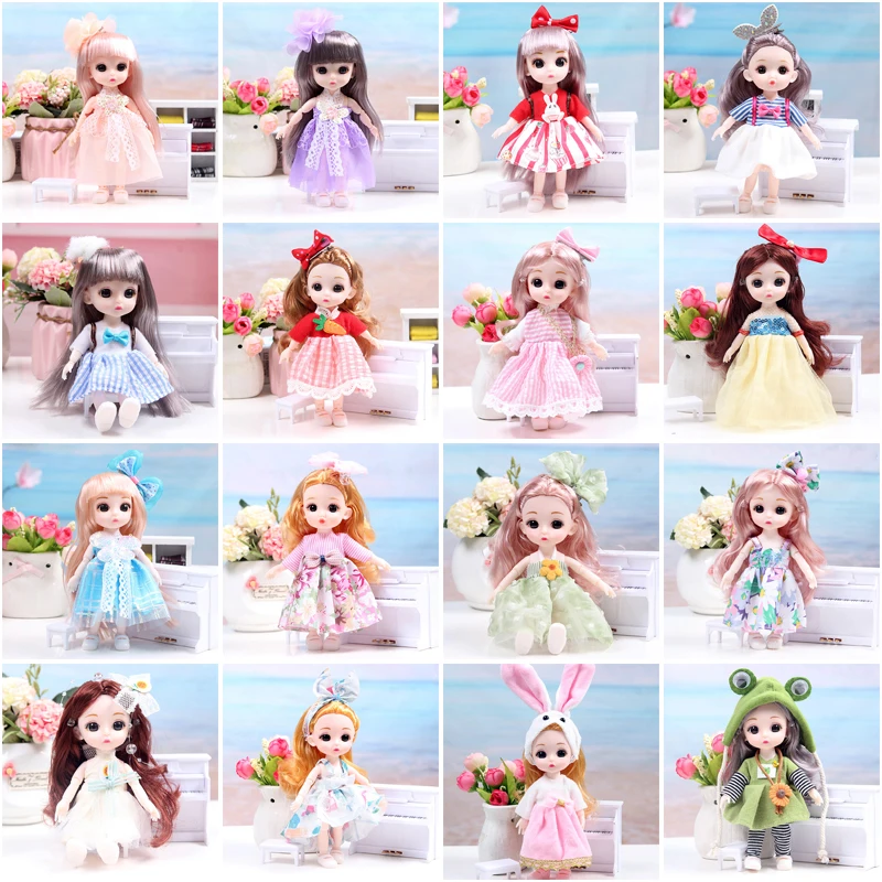 17cm Princess BJD Doll with Clothes and Shoe DIY 13 Movable Joints for 1/8 Doll Fashion Dress up Model Girl Boy Gift Child Toys